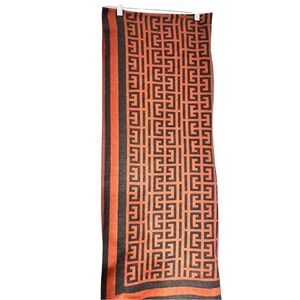 Geometric Patterned Scarf in Black and Orange